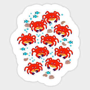 Illustration of cute red crabs. Sticker